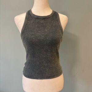 Mustard Seed Charcoal Ribbed Tank